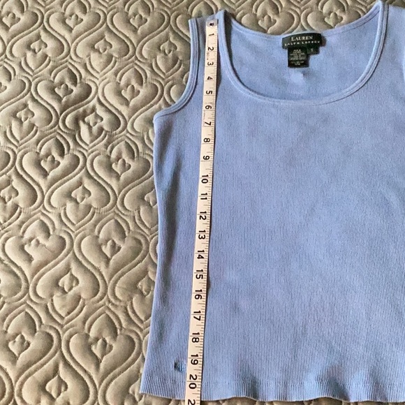 Sleeveless Lauren Ralph Lauren, baby blue Azure, ribbed cotton tank - Picture 4 of 7